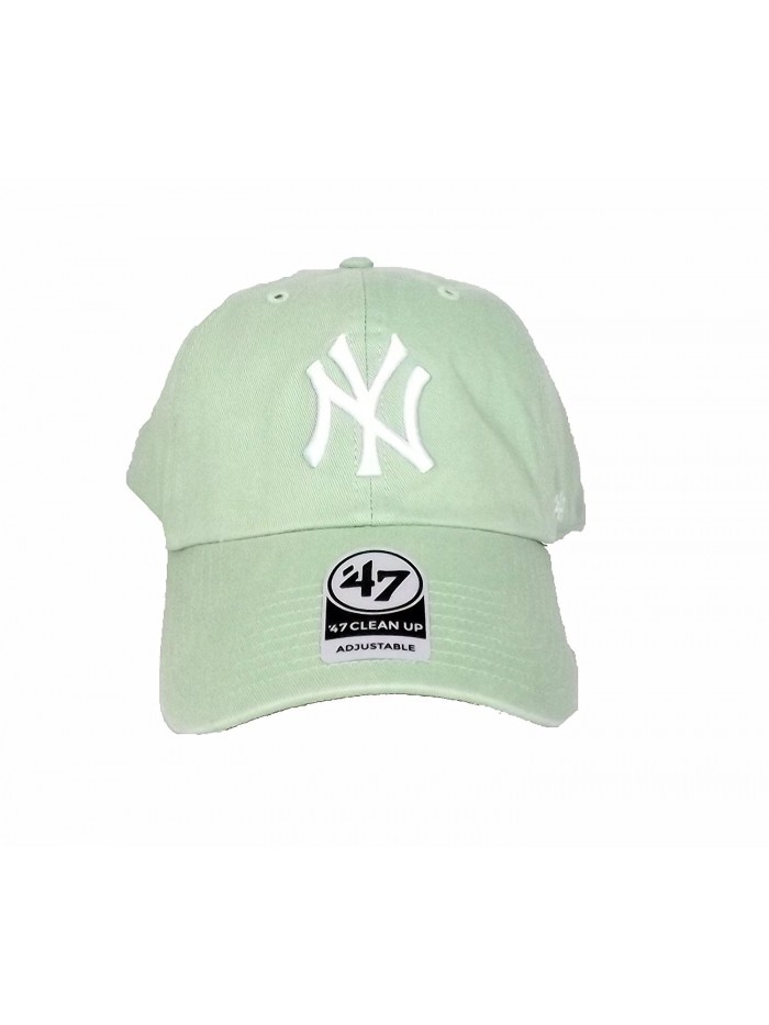 New York Yankees Strapback Hat 47 Brand Pastel Clean Up Slouch Fit - Hemlock Green - CU17YLK8M2X