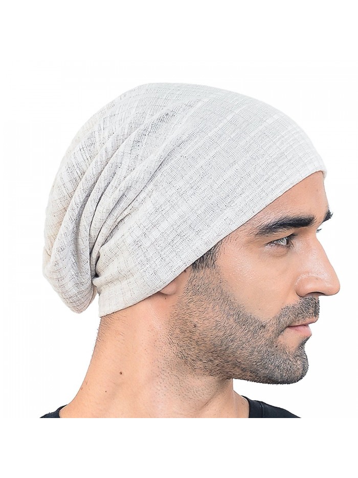 Men Slouch Hollow Beanie Thin Summer Cap Skullcap B018h - Cream - CT121EHGVRZ