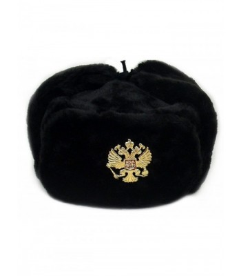 Russian Army KGB Military Fur Hat Ushanka *BLACK-XL* w/Imperial Eagle Crest Badge - CF11BQ9HIZB