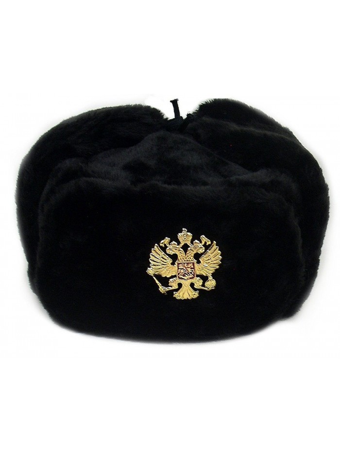 Russian Army KGB Military Fur Hat Ushanka *BLACK-XL* w/Imperial Eagle Crest Badge - CF11BQ9HIZB