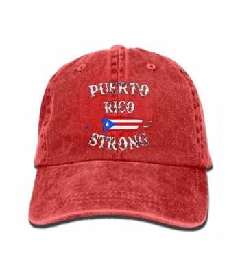 Unisex Puerto Rico Strong Denim Jeanet Baseball Cap Adjustable Cricket Cap For Men Or Women - Red - C7187IKGK6K
