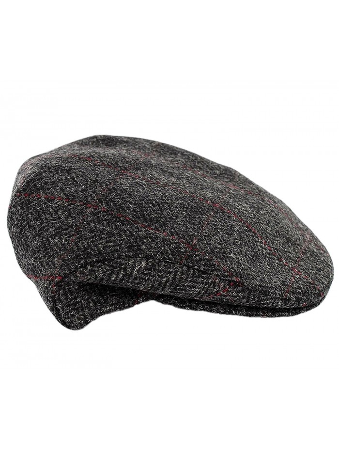 Mucros Weavers Trinity Tweed Flat Cap-Charcoal Herringbone - C712O13I886