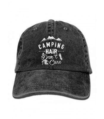 Camping Hair Don't Care Unisex Adult Adjustable Trucker Dad Hats - Black - CE186KIE03G