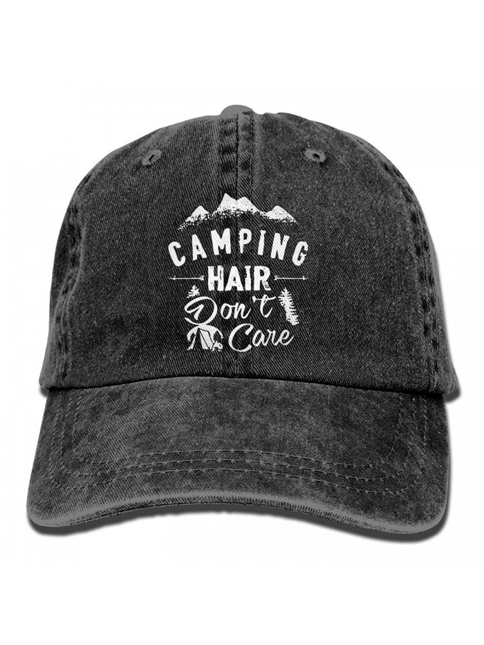 Camping Hair Don't Care Unisex Adult Adjustable Trucker Dad Hats - Black - CE186KIE03G