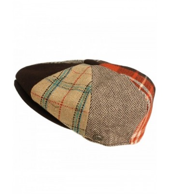 Men's Wool Winter Herringbone Plaids Newsboy Cabbie Gatsby Cap Hat Brown - CE11P4I5PMN