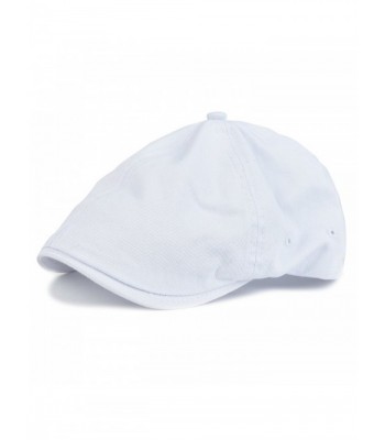 VOBOOM Cotton Washing Flat Cap Cabbie Hat Gatsby IVY Irish Hunting newsboy - White - CV12NZGX4PY