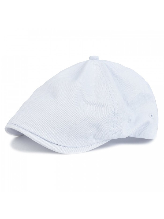 VOBOOM Cotton Washing Flat Cap Cabbie Hat Gatsby IVY Irish Hunting newsboy - White - CV12NZGX4PY