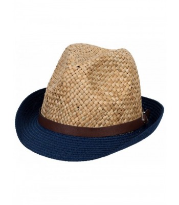 DRY77 Mens Straw Fedora Hats - Navy - CO11A3SWA6B