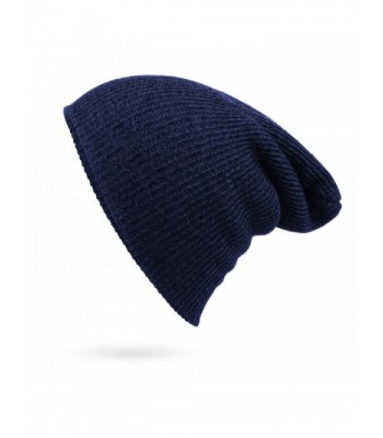 Bestjybt Mens Autumn Winter Warm Knitted Hats Wool Slouchy Baggy Beanie Hat Skull Cap - Navy - CM186Q39G87
