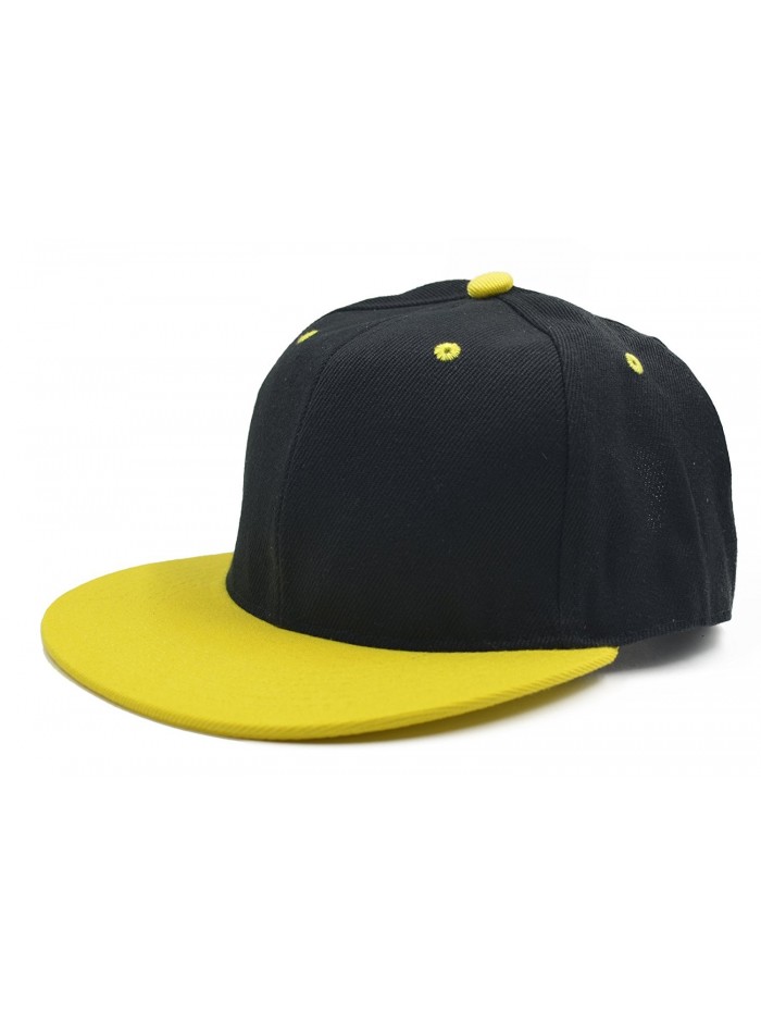 Melesh Adjustable Snapback Baseball Hat - Black/yellow - CO182IKOKLX