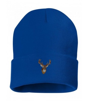 Whitetail Deer Head Custom Personalized Embroidery Embroidered Beanie - Royal Blue - CY12NDWEAUX