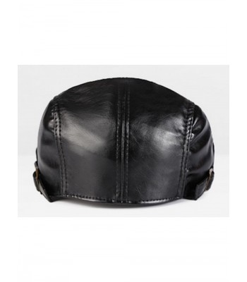 Leather Duckbill Vintage Newsboy Hat Black