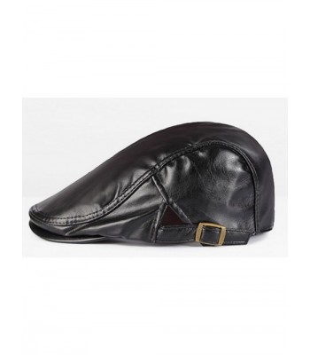Leather Duckbill Vintage Newsboy Hat Black in Men's Baseball Caps