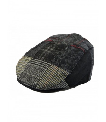 Mens Winter Plaid Tweed Flat Ivy Driver Hat Cabbie Patch Work Ivy Cap M- L- XL - Black(1579) - CM126LDN8P5