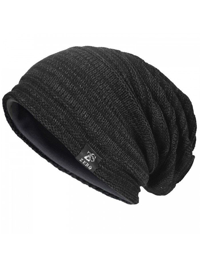 VECRY Mens Slouchy Knit Oversized Beanie Skull Caps Hat - Black - CZ12MX6JCDW