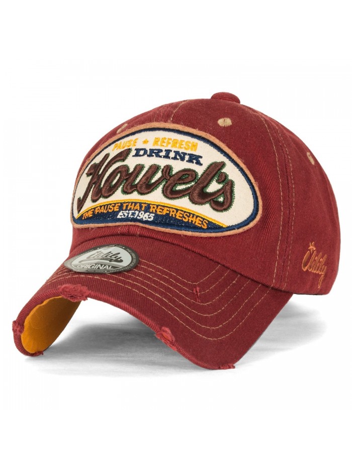 ililily Howel's Distressed Vintage Solid Color Cotton Baseball Cap Trucker Hat - Red - CN17YK3G43G