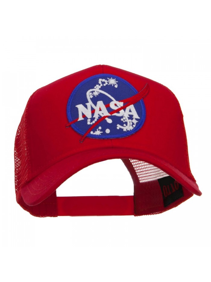 Lunar Landing NASA Patched Mesh Back Cap - Red - CC11ND5BJDX