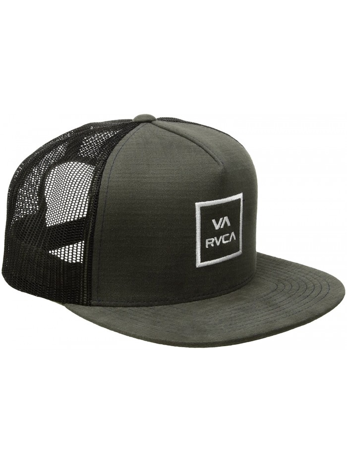 RVCA Men's All The Way Trucker Hat - Dark Olive - C012NA3YG3X