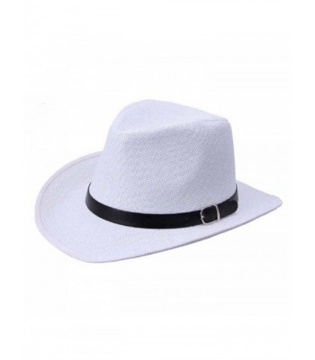 Tonsee Fashion Summer Men Straw Hat Cowboy Hat - White - CE122S9K0HP