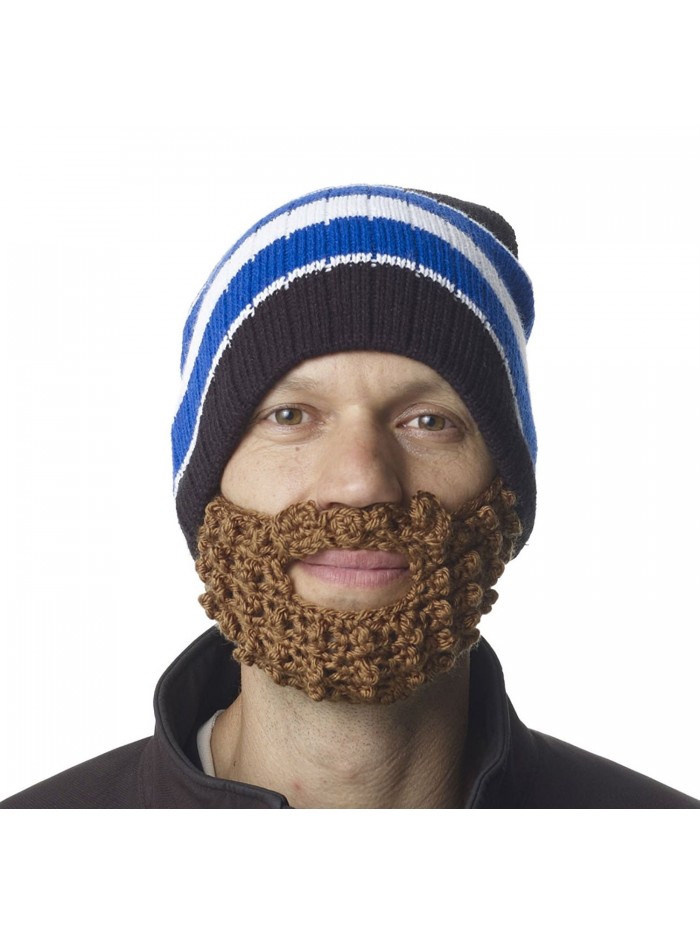 Beard Beanie Original Beard Hat: Olive- Red- or Blue Stripes - Blue - C311PQK0HIL