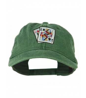 Gaming Pinochle Embroidered Washed Cap - Dark Green - C411M6KXKLP