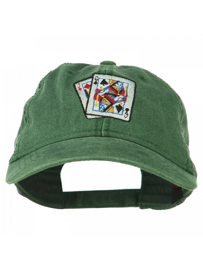 Gaming Pinochle Embroidered Washed Cap - Dark Green - C411M6KXKLP