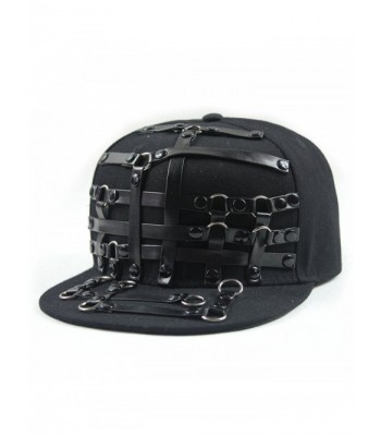 Unisex 3d Metal Stud Adjustable Flat Bill Snapback Baseball Punk Cap Hat - 50 - CH1222RPC6H