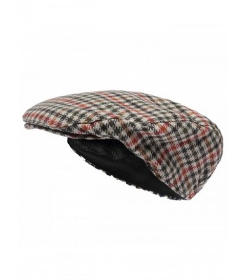 Octave Mens Wool Mix Tweed Country Style Flat Cap - Orange Check - Orange Check - CC11N1IA7GL