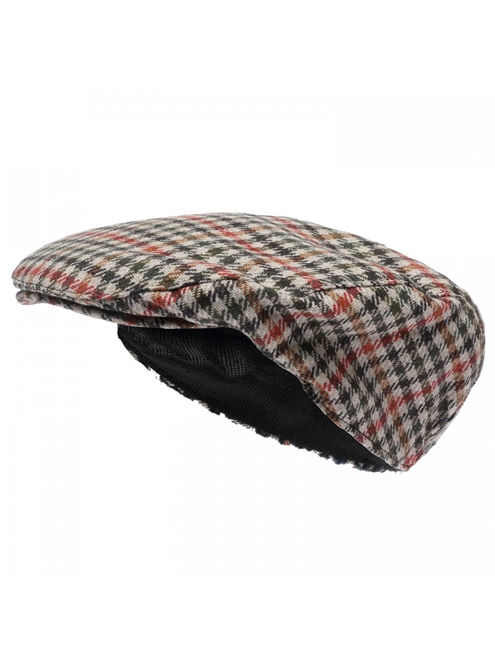 Octave Mens Wool Mix Tweed Country Style Flat Cap - Orange Check - Orange Check - CC11N1IA7GL