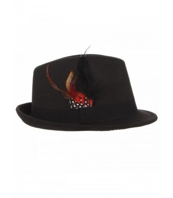 Jelord Trilby Fedora Feather Black in Men's Fedoras