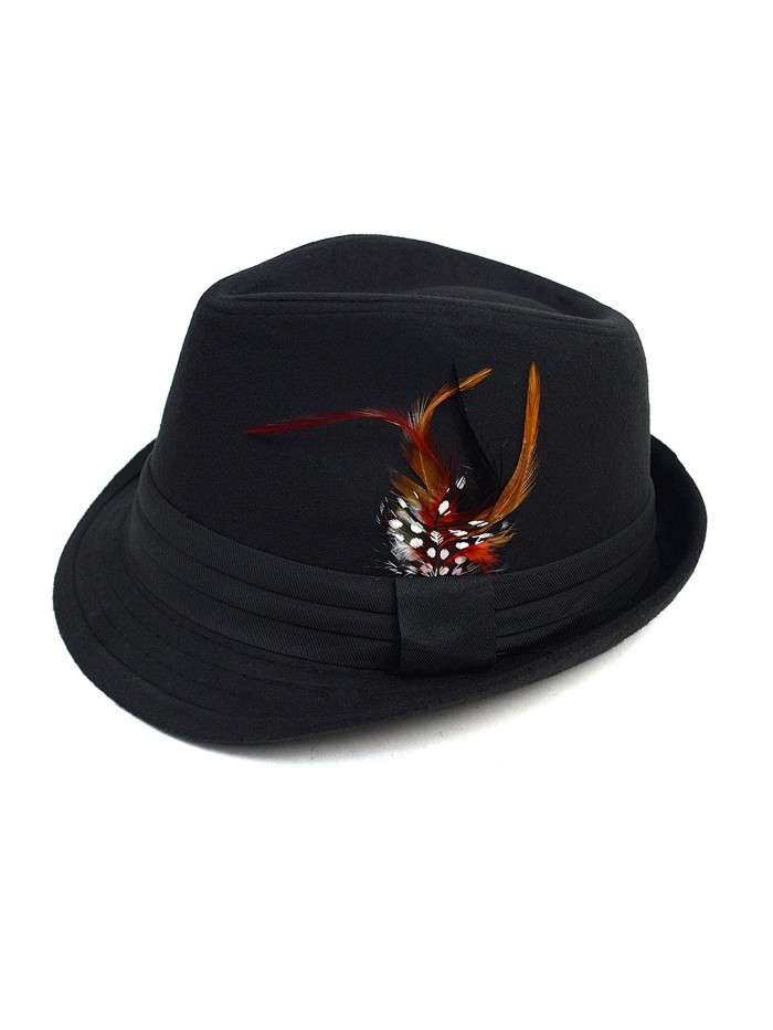 Men's Prohibition Style Feathered Fall/ Winter Fedora - CH1878Q8MZK