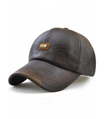 GESDY Men's Vintage Adjustable PU Leather Baseball Cap Outdoor Sports Driving Sun Hat - Dark Coffee - CY187LML96W