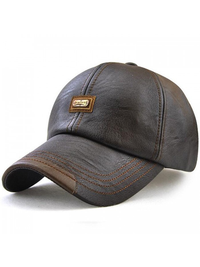 GESDY Men's Vintage Adjustable PU Leather Baseball Cap Outdoor Sports Driving Sun Hat - Dark Coffee - CY187LML96W