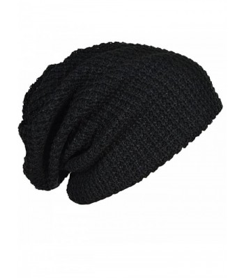 Mens Slouchy Long Beanie Knit Cap for Summer Winter Oversize - Black - C811NX57IUB