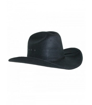 CTM Men's Wool Felt Wide Brim Cattleman Cowboy Western Hat - Black - CQ11RRV6OU7