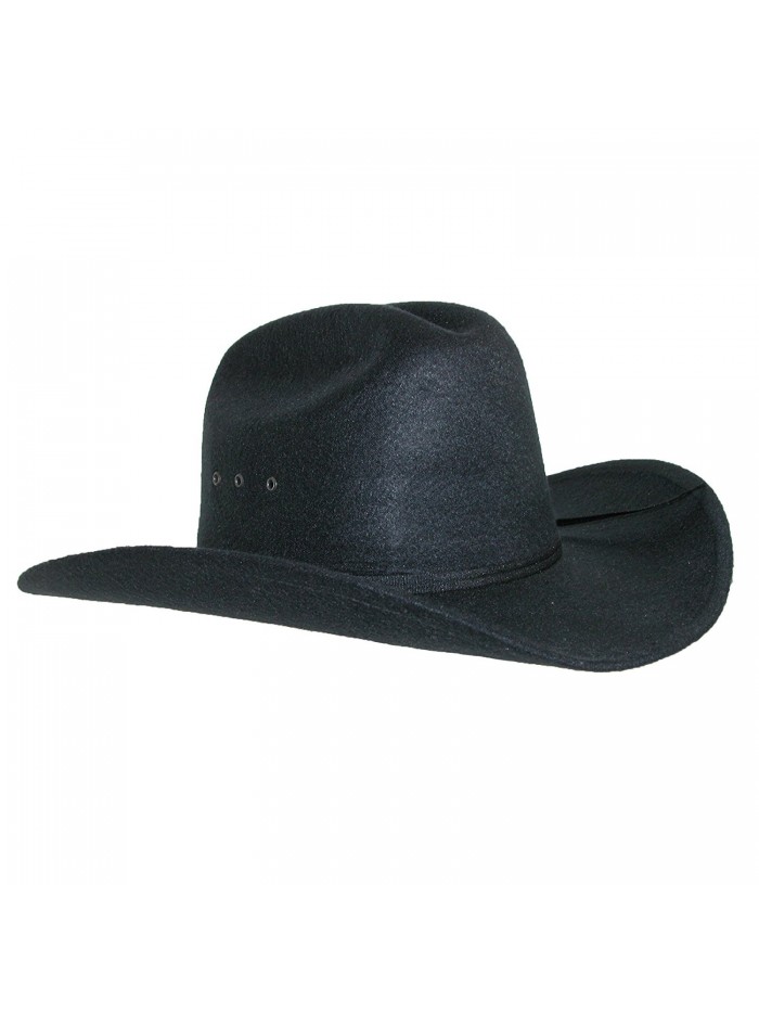 CTM Men's Wool Felt Wide Brim Cattleman Cowboy Western Hat - Black - CQ11RRV6OU7