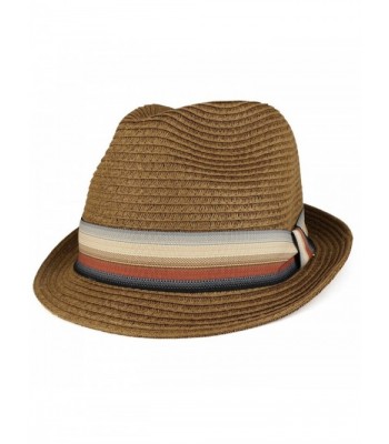 XXL Oversized Stylish Basic Stingy Straw Fedora Hat - Brown - CA18503ASSI