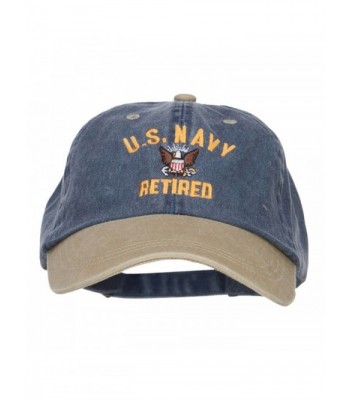 US Navy Retired Military Embroidered Two Tone Cap - Navy Khaki - CH12HV9QU1R