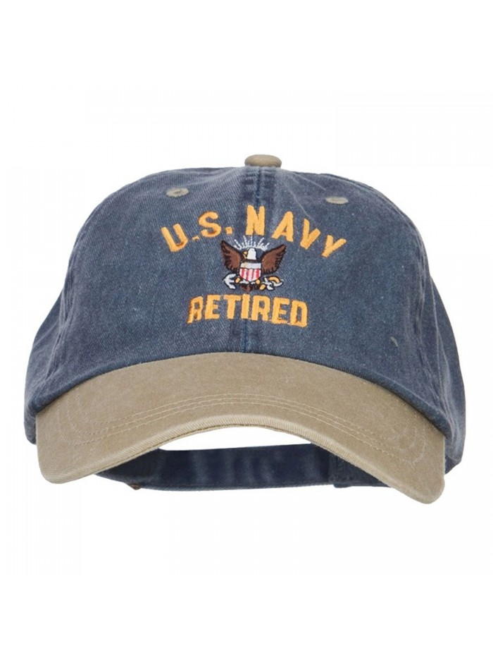 US Navy Retired Military Embroidered Two Tone Cap - Navy Khaki - CH12HV9QU1R