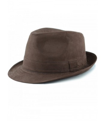 The Hat Depot Faux Suede Wool Blend Trilby Fedora Hats - Brown - CX18776N2CY