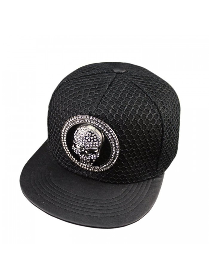 Kafeimali Men's Women's Hip-hop Hat Metal Skull Baseball Caps Sports Sun Hats - Black - CA12ELHDZPV