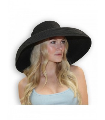 Chloe Wide Brim Derby Hat Women's Dress Sun Hat Fancy Tiffany Style (Large- Black) - CC11VWWBG5F