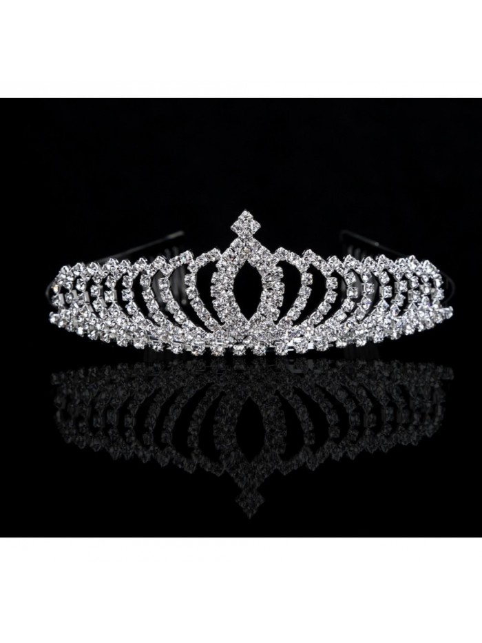 Wedding Party Bridal Bridesmaid Crystal Rhinestones Crown Headband Tiara Hairband - CR126I1DUVR