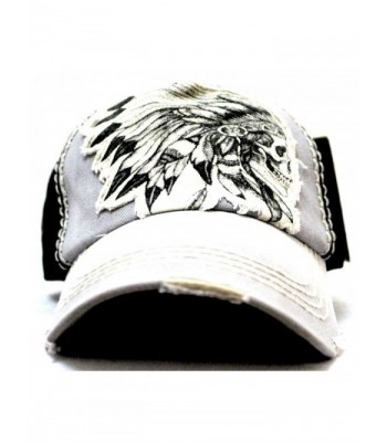 CAPS 'N VINTAGE Grey/Black Tribal Chief Skull Adjustable Vintage Cap - CQ17Z5LCTOW