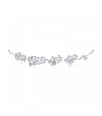 DMI Wedding Hair Jewelry Silver Tone Sparkling Crystal Cluster Hair Vine Headband Tiara - CY17YUI5UIQ