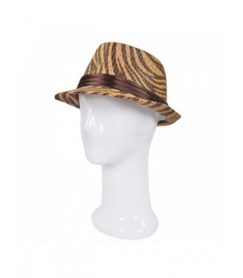 Brown Zebra Print Ribbon Fedora