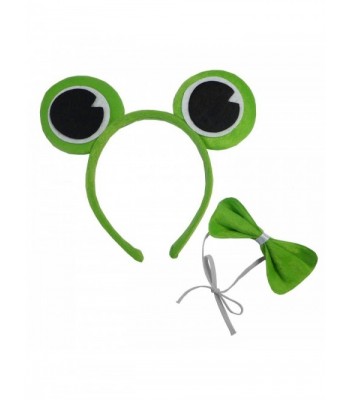 Kermit Green Frog Prince Head Band Ears Bow Tie Toad Fancy Dress Set Adult Child - CL1209Y0A9N