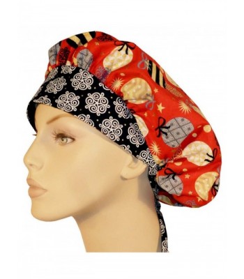 Designer Bouffant Medical Scrub Cap - Christmas Bulbs On Red - CB12MZCG5BO