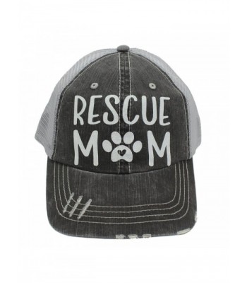 Rescue Mom Dog Cat Paw Print Heart Women Trucker Cap Hat White Glitter - CY185UK0E88