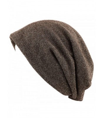 THE HAT DEPOT Unisex Heather Tweed/Solid Fleece Lined Slouchy Long Beanie Warm Hat - Brown - CH12LWW3X2D